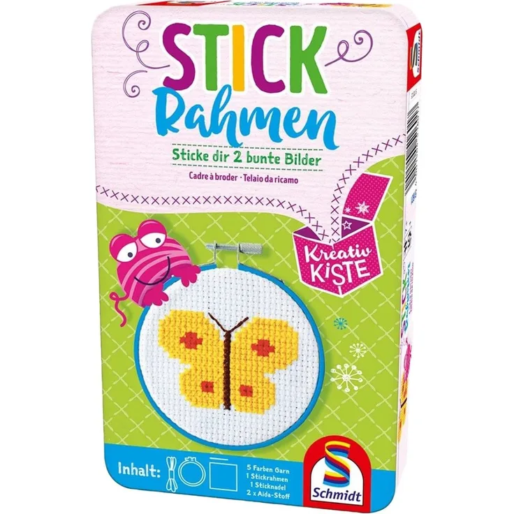 Schmidt Spiele 51601 Stickrahmen, Kreativspass in der Metalldose, bunt
