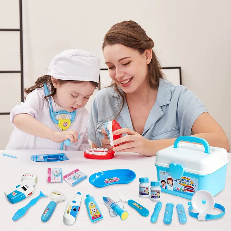 BUYGER Arztkoffer Kinder Rollenspiel Spielzeug Medizinisches Doktorkoffer Arztkittel Kinderspielzeug für Mädchen Junge ab 3 – Bild 6