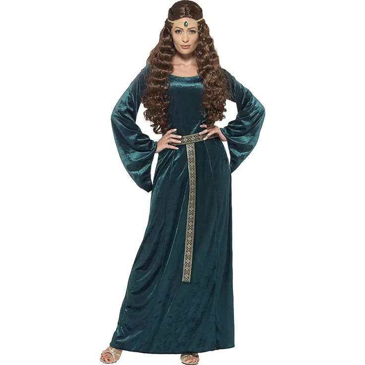 Smiffys 45497X2 - Damen Mittelalterliche Magd Kostüm, Kleid und Haarband, Größe: 2X, grün