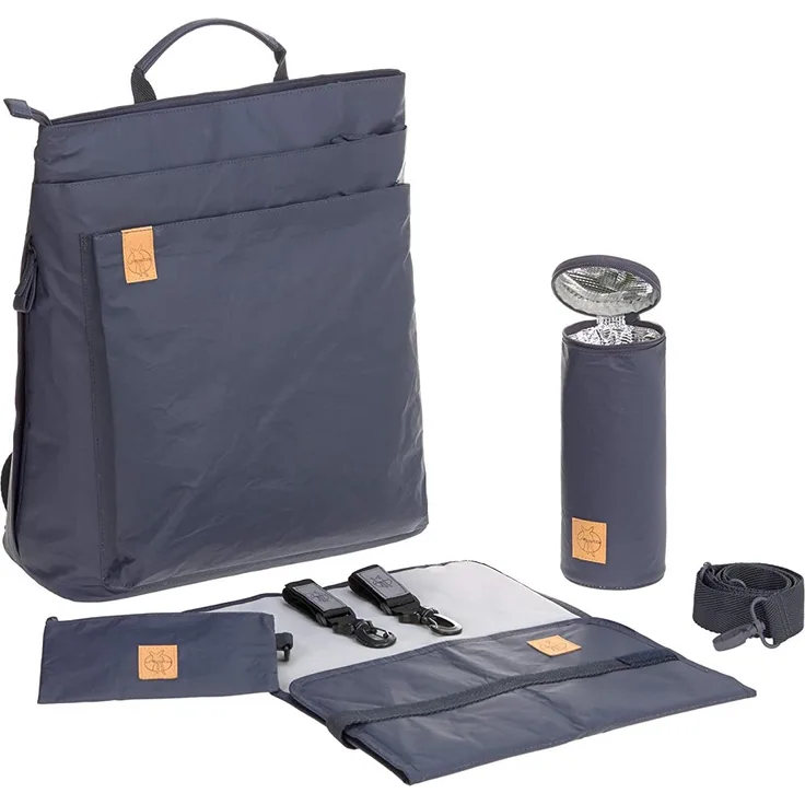 LÄSSIG Baby Wickelrucksack Wickeltasche inkl. Zubehör nachhaltig produziert/Green Label Tyve Backpack, blau