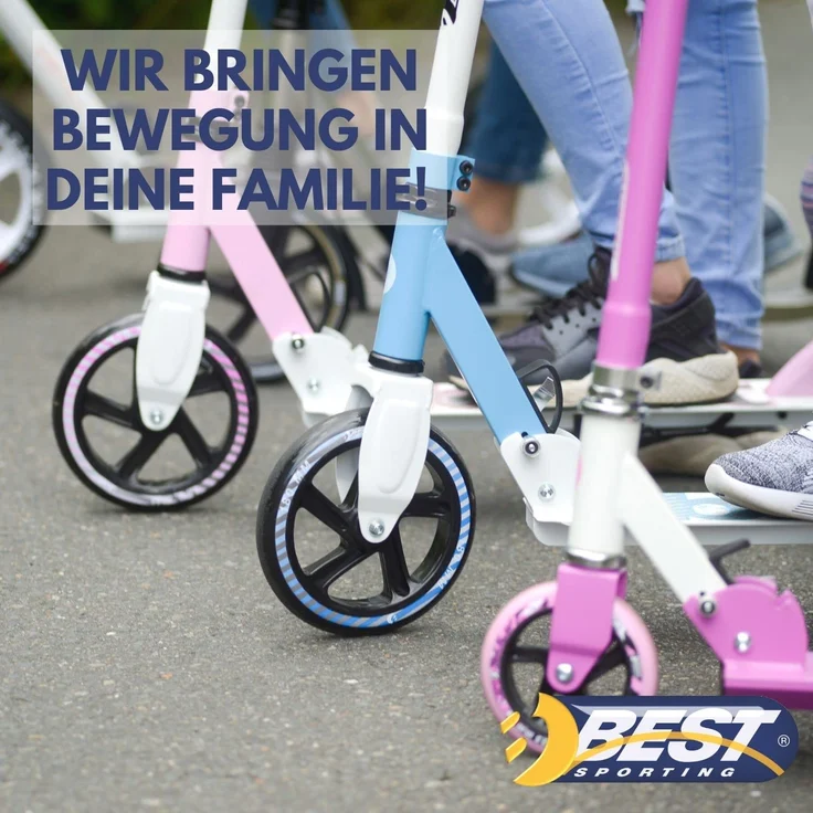 Best Sporting 'Scooter 125er', höhenverstellbar bis 80 cm, klappbar, max. belastbar bis 50 kg, pink/weiß – Bild 5