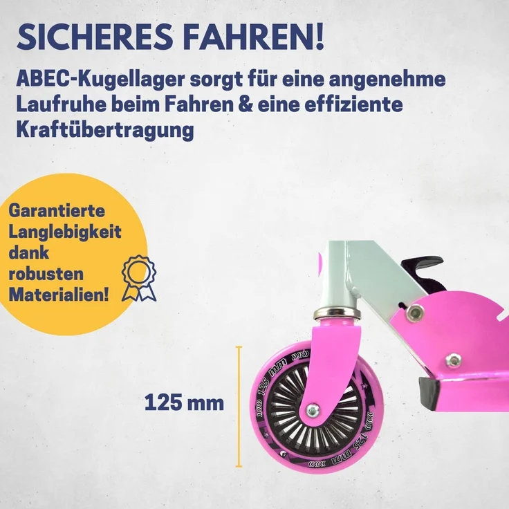 Best Sporting 'Scooter 125er', höhenverstellbar bis 80 cm, klappbar, max. belastbar bis 50 kg, pink/weiß – Bild 4