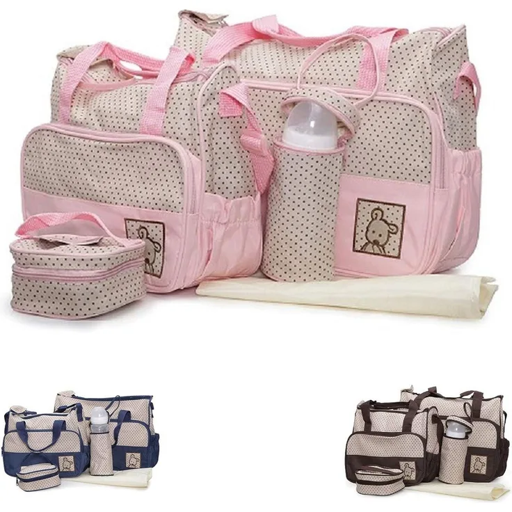 Moni Wickeltasche Stella, Set mit Wickelunterlage, Isoliertasche für Babyflaschen pink