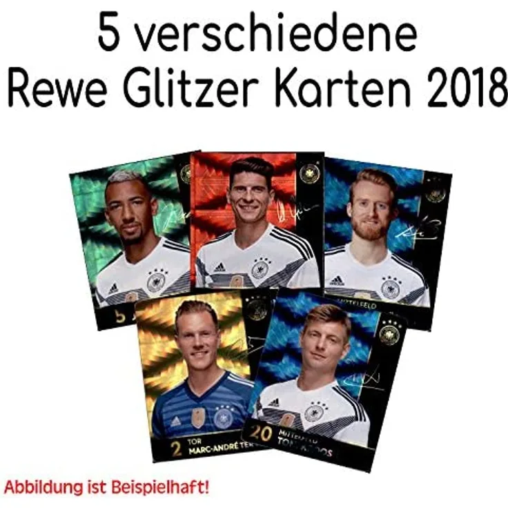 WM 2018 REWE Sammelkarten - 5 verschiedene GLITZER Karten