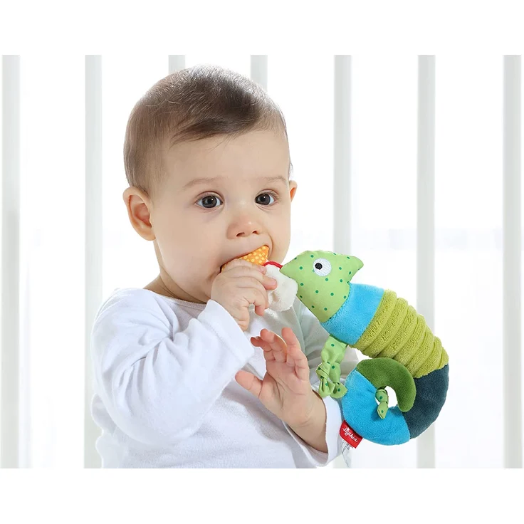 sigikid, Mädchen und Jungen, Aktiv-Anhänger mit Rassel, Chamäleon, Grün/Blau/Orange, 41056 – Bild 7