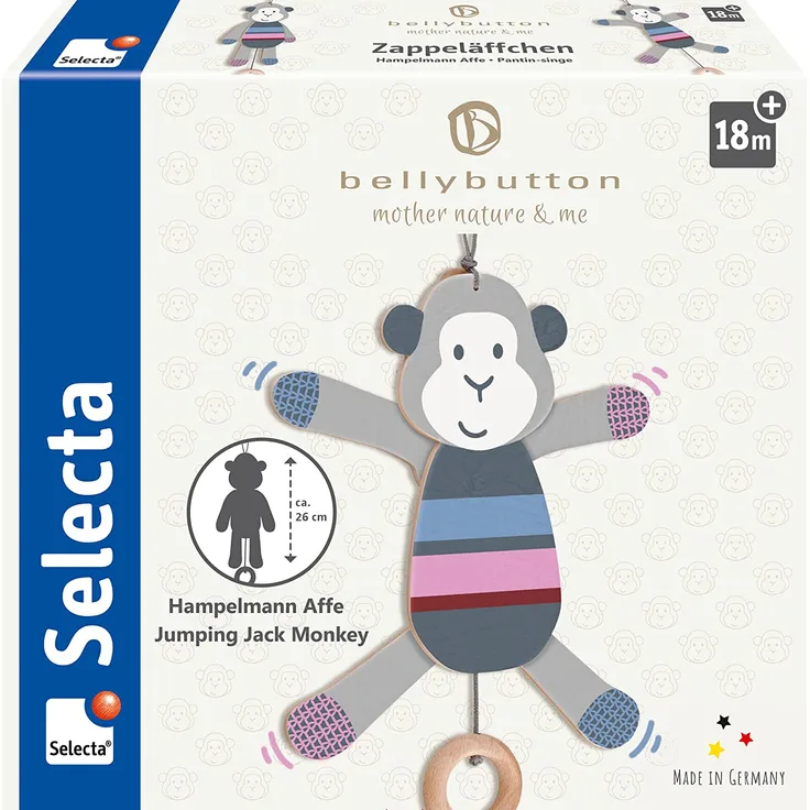 Schmidt Spiele 64027 Zappeläffchen, Hampelmann Affe, 26 cm, sortiert