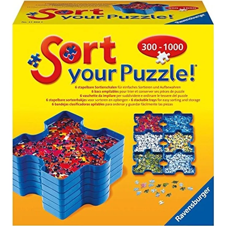 Ravensburger Sort your Puzzle - 6 stapelbare Puzzle-Sortierschalen zum einfachen Sortieren und Aufbewahren von Puzzleteilen, Ideales Zubehör für Puzzler