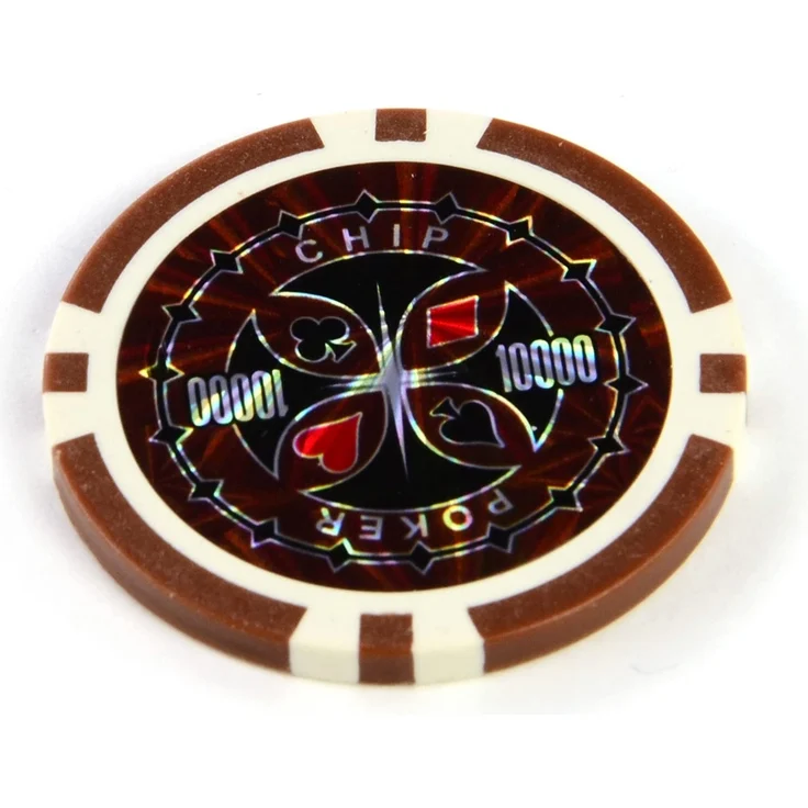 50 Poker-Chips Laser-Chips Metallkern 12g Poker Texas Hold`em Black Jack Roulette reflektierend Tokens Jetons Casino 1 Rolle Wert 1-10000 wählbar (Wert 10000) – Bild 2