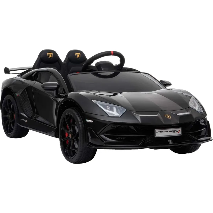 ES Toys 'Kinderfahrzeug Lamborghini Aventador SVJ', 12V, 2,4Ghz Ferngesteuert, MP3, Ledersitz, EVA, max. belastbar bis 40 kg, schwarz