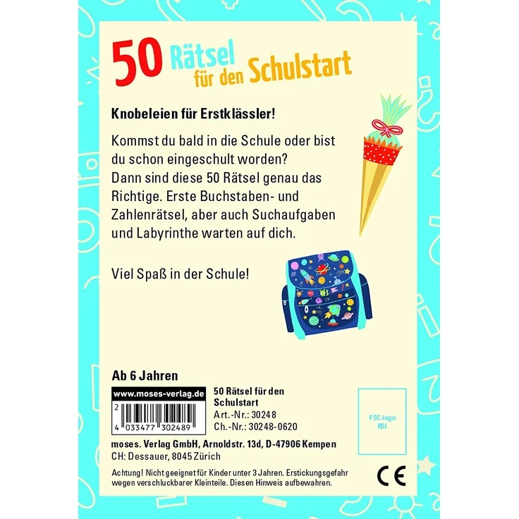 Moses. 30248 50 Rätsel für den Schulstart | Kinderbeschäftigung | Kartenspiel – Bild 4