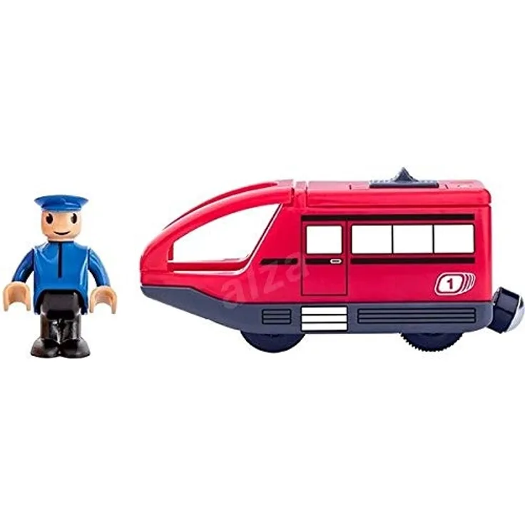 Hape International Woody Woodyland elektrische Lokomotive mit dem Rückwärtsgang, rot