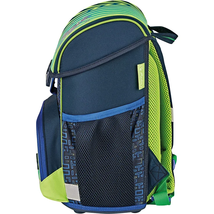 Herlitz Loop Plus Funky Ninja Schulranzen, grün/dunkelblau, inkl. 16 tlg. Schüleretui, Faulenzer-Mäppchen, Sportbeutel – Bild 4
