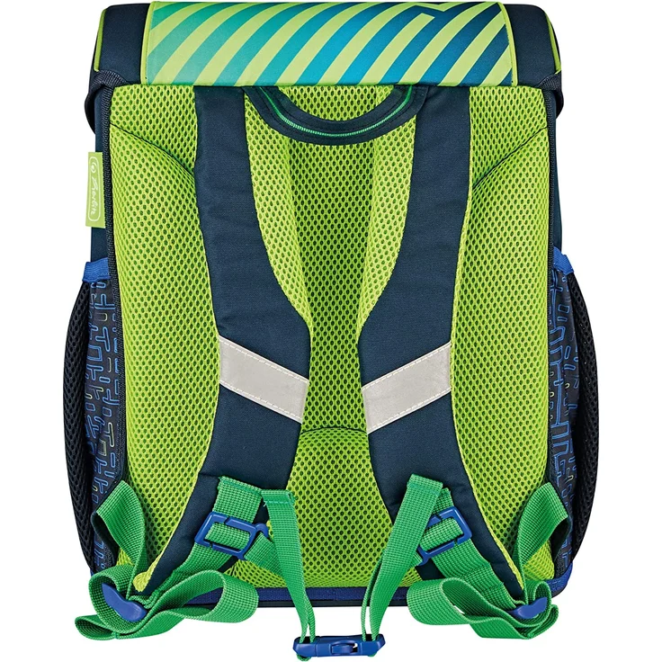 Herlitz Loop Plus Funky Ninja Schulranzen, grün/dunkelblau, inkl. 16 tlg. Schüleretui, Faulenzer-Mäppchen, Sportbeutel – Bild 5