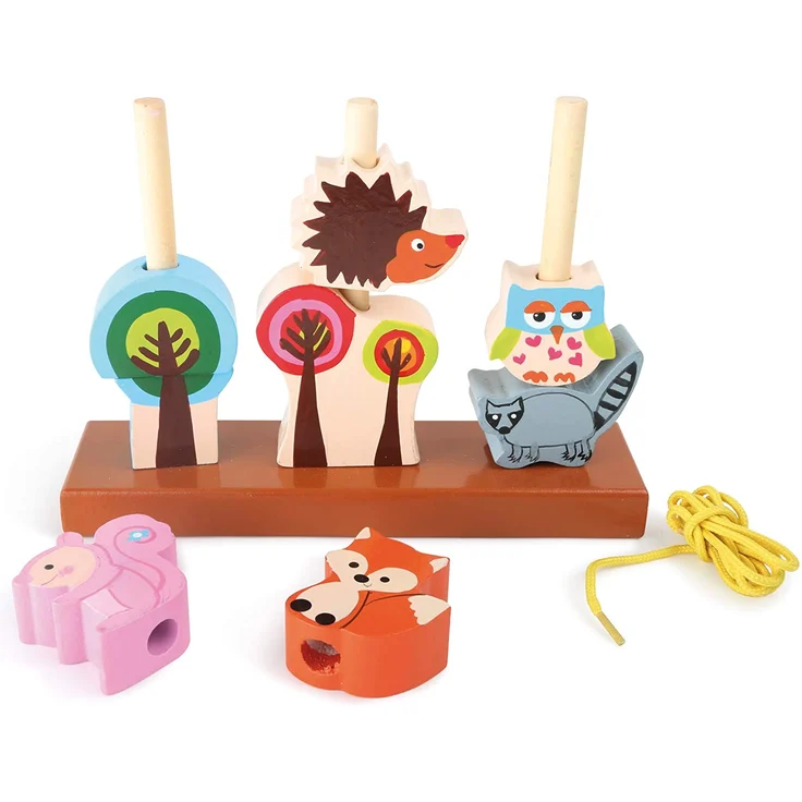 small foot 5872 - Steckspiel 'Herbst' aus Holz, mit bunten Bäumen und Tieren, ab 1 Jahr – Bild 2