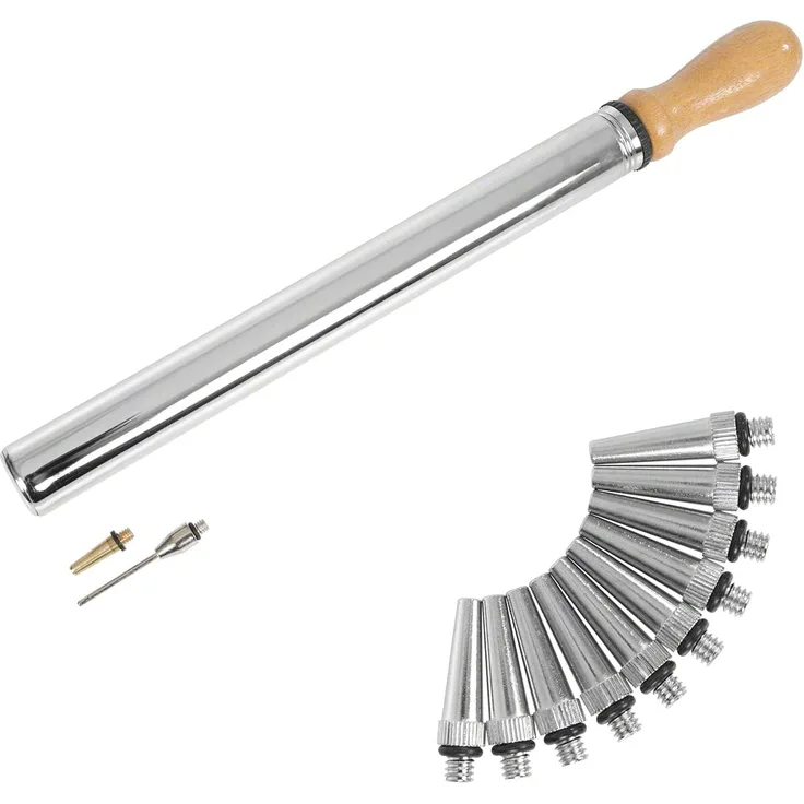 Ballpumpe chrom, ø 28 mm x 38 cm inkl. 10 Kegelventilen