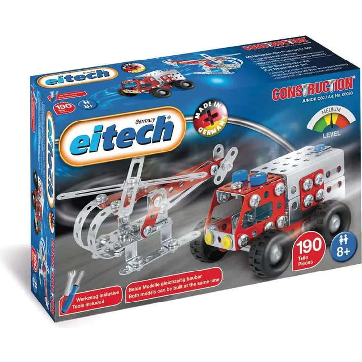 bausatz Feuerwehrauto Stahl silber/rot 192-teilig