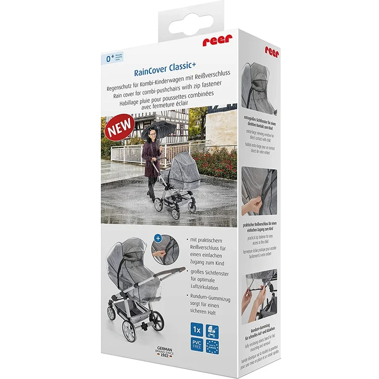 Reer RainCover Classic + Regenschutz, für Kombi-Kinderwagen mit Reißverschluss – Bild 11