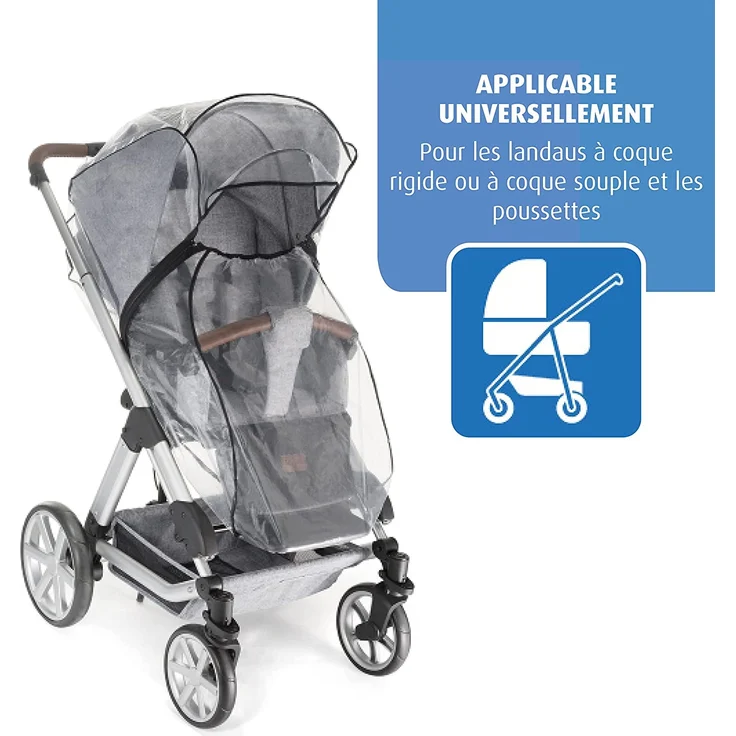 Reer RainCover Classic + Regenschutz, für Kombi-Kinderwagen mit Reißverschluss – Bild 5