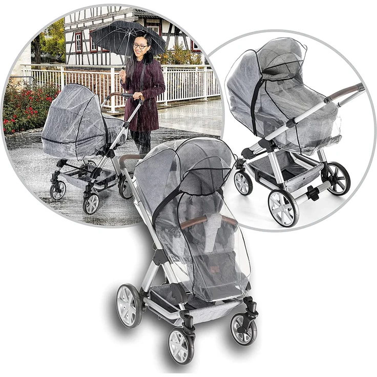 Reer RainCover Classic + Regenschutz, für Kombi-Kinderwagen mit Reißverschluss – Bild 10
