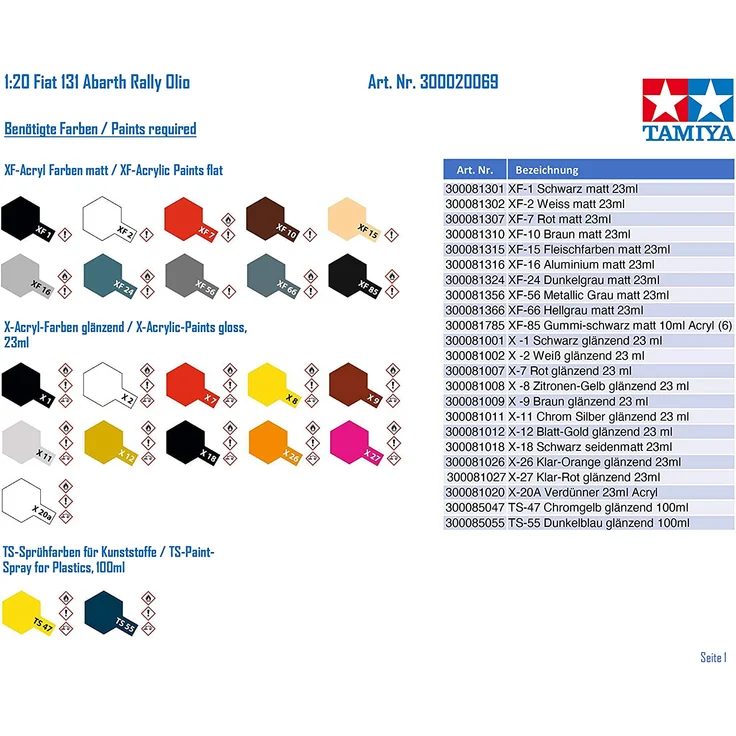 Tamiya Fiat 131 Abarth Rally Olio 1:20 (300020069) – Bild 6