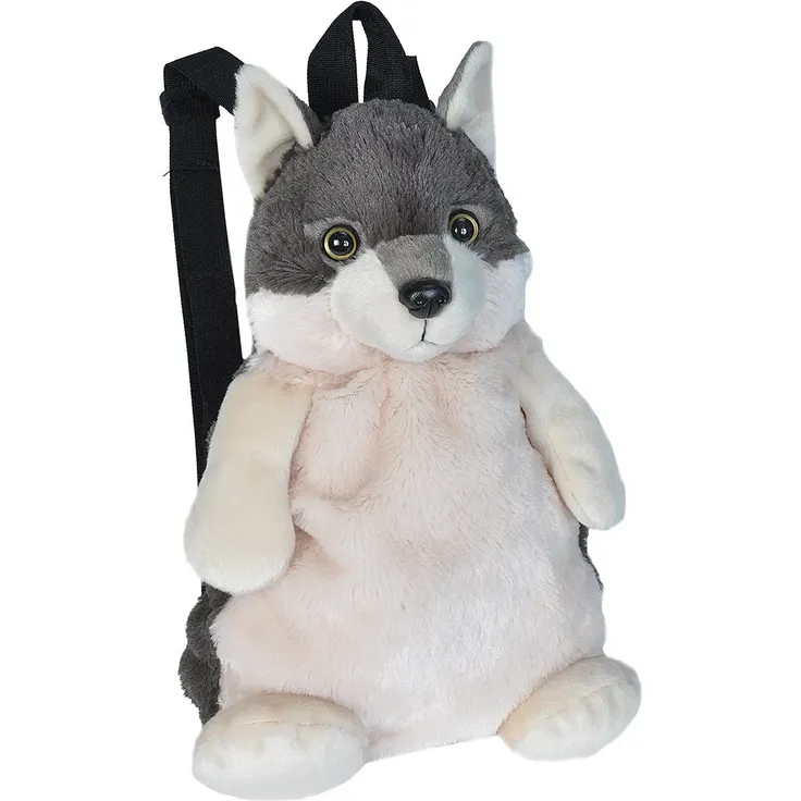 Wild Republic 20991 Wolf Plüschtier, Kuscheltier, Rucksack Stofftier, 36 cm, Multi