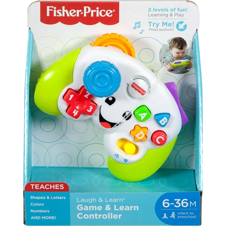 Fisher-Price FWG12 Laugh and Learn Game-Controller, Weiß, Rot, Blau, Gelb, 10 x 15 x 5 cm, englisch – Bild 8