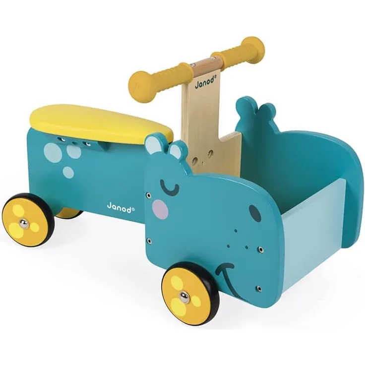 Janod J08003 Laufrad "Nilpferd" mit beweglichem Vorderteil Holz