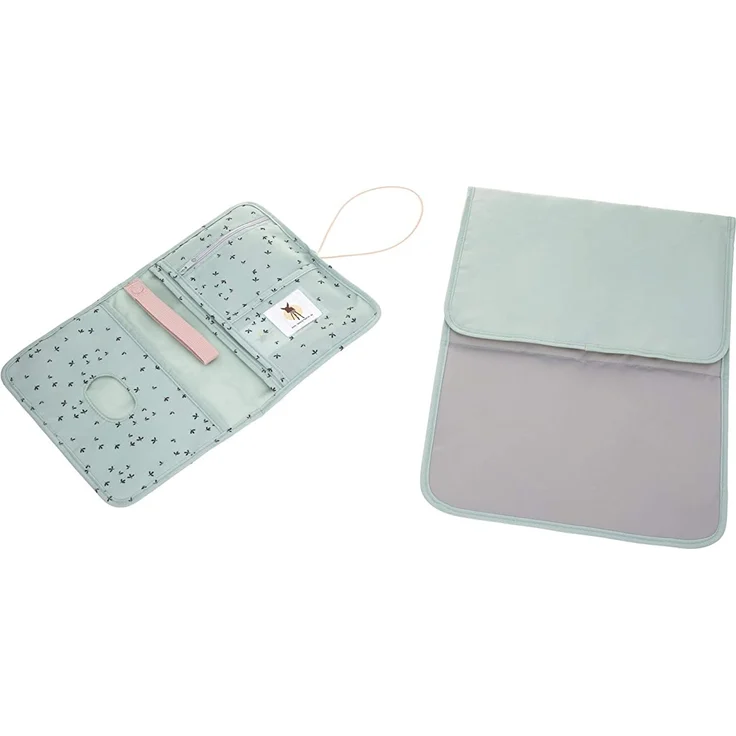 LÄSSIG Baby Windeltasche mit Wickelunterlage für unterwegs/Changing Pouch Floral mint, Türkis ( Mint) – Bild 2