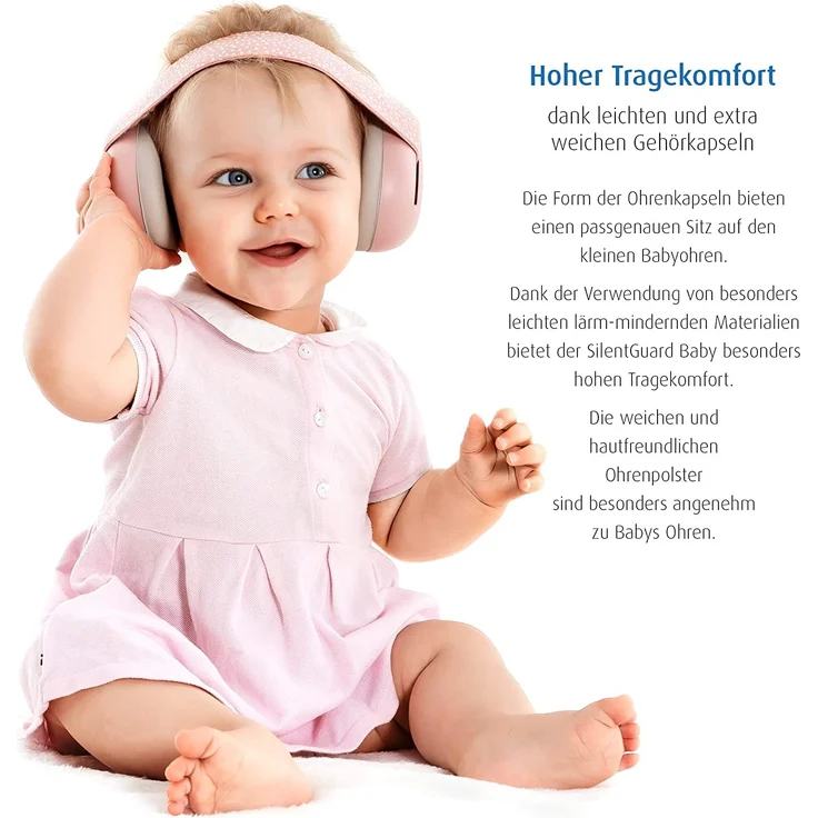 Reer Gehörschutz für Babys SilentGuard, besonders weich und leicht für den empfindlichen Babykopf, mitwachsend, rosa – Bild 3