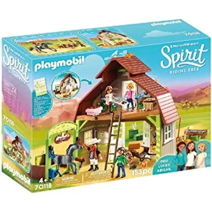 PLAYMOBIL DreamWorks Spirit 70118 Pferdestall mit Lucky, Pru & Abigail, Ab 4 Jahren