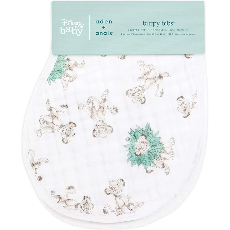 aden + anais Disney Baby Der König der Löwen, Burpy Bib, Musselin aus 100% Baumwolle, 22cm x 59cm, 2er Pack – Bild 2