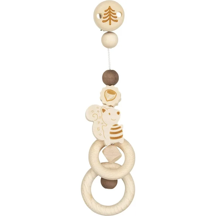HEIMESS 765140 - Schnullerkette mit Clip, Eichhörnchen, natur, Holz