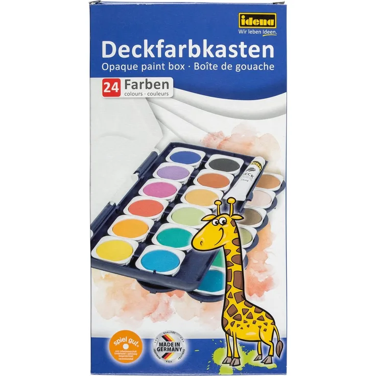 Idena 22064 Deckfarbkasten mit 24 Farben und 1 Tube Deckweiß, ideal für Kindergarten, Schule und zu Hause - Preisvergleich