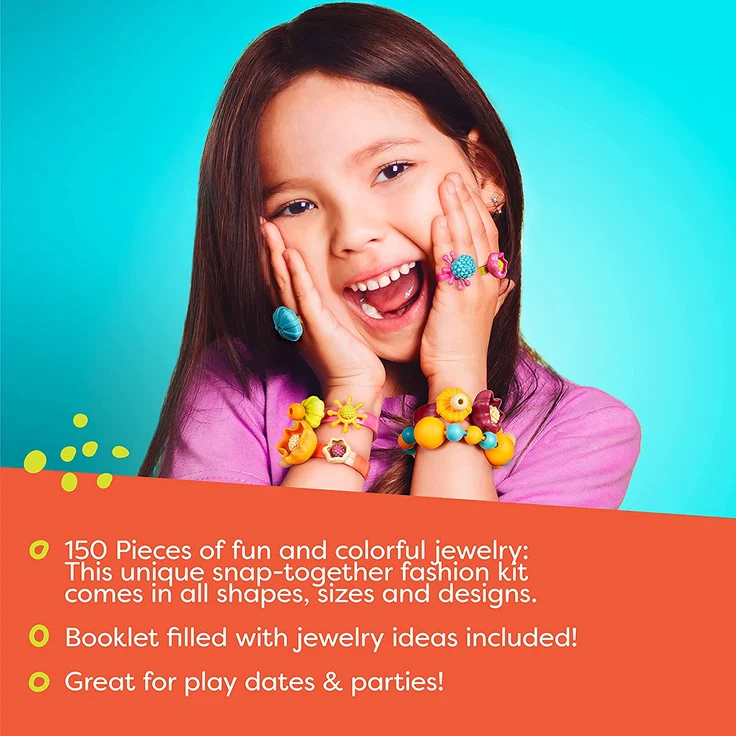 B. toys 150 Teile Spielzeug Schmuck – Bunte Pop Perlen Kinderschmuck Bastelschmuck zum Zusammenstecken – Schmuck Bastelset für Mädchen und Kinder ab 4 Jahren – Bild 5