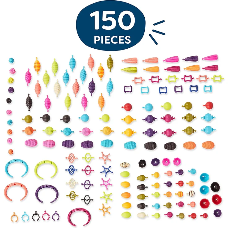 B. toys 150 Teile Spielzeug Schmuck – Bunte Pop Perlen Kinderschmuck Bastelschmuck zum Zusammenstecken – Schmuck Bastelset für Mädchen und Kinder ab 4 Jahren – Bild 2