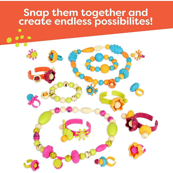 B. toys 150 Teile Spielzeug Schmuck – Bunte Pop Perlen Kinderschmuck Bastelschmuck zum Zusammenstecken – Schmuck Bastelset für Mädchen und Kinder ab 4 Jahren – Bild 6