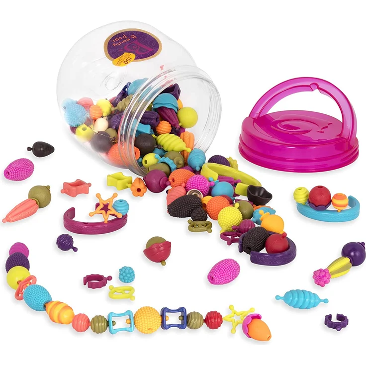 B. toys 150 Teile Spielzeug Schmuck – Bunte Pop Perlen Kinderschmuck Bastelschmuck zum Zusammenstecken – Schmuck Bastelset für Mädchen und Kinder ab 4 Jahren – Bild 1