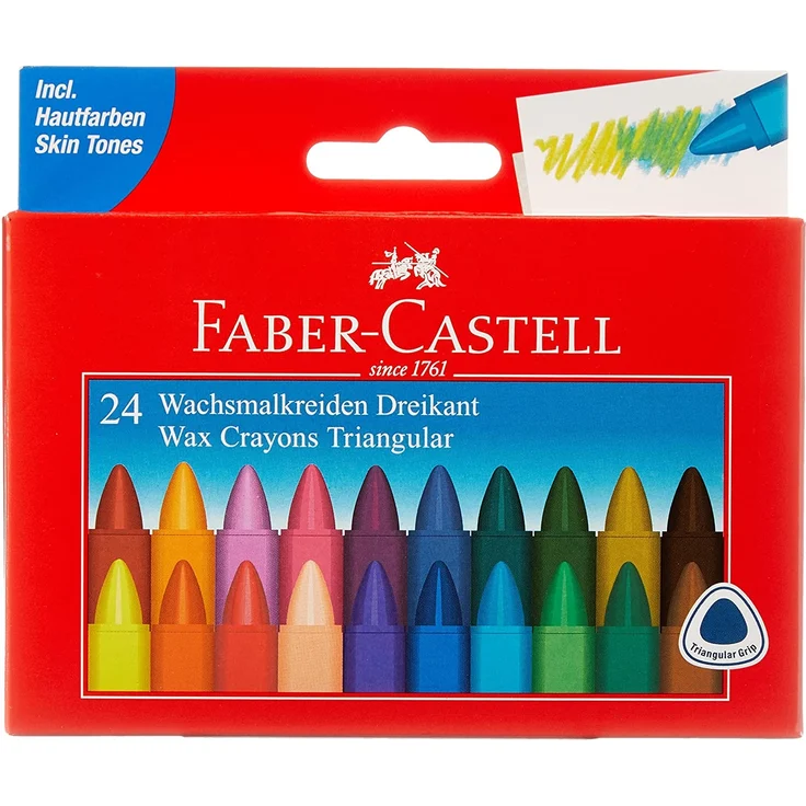 Faber-Castell 120024 Dreikant-Wachsmalkreide, 24er Etui, 1 Stück – Bild 1