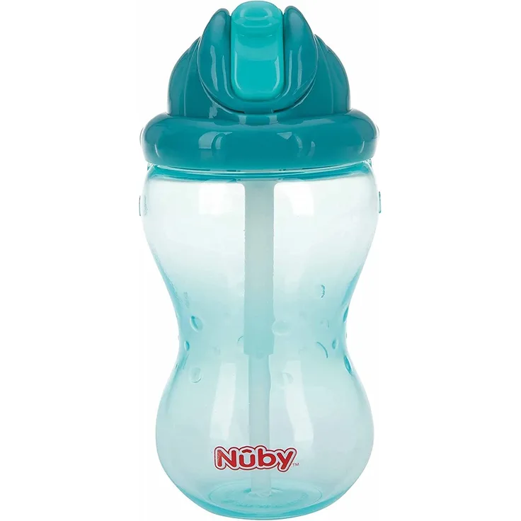 Nuby - Auslaufsicherer No-Spill Flip-It Trinkhalmbecher - Aqua - 360ml - 12M+