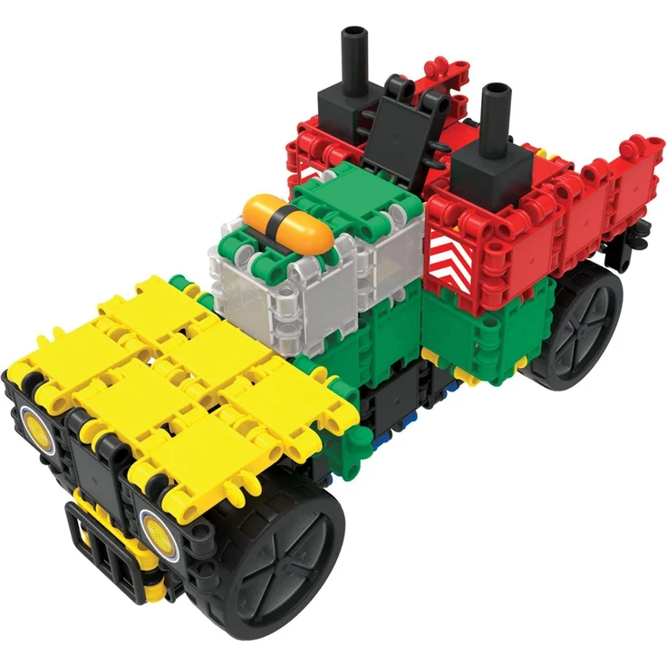 CLICS Konstruktionsspielzeug für Kinder ab 3 Jahre, kreatives Lernspielzeug im 560 Teile Set, Bausteine für Mädchen und Jungen, Montessori STEM-Spielzeug, Box mit Rollen 20 in 1, – Bild 6
