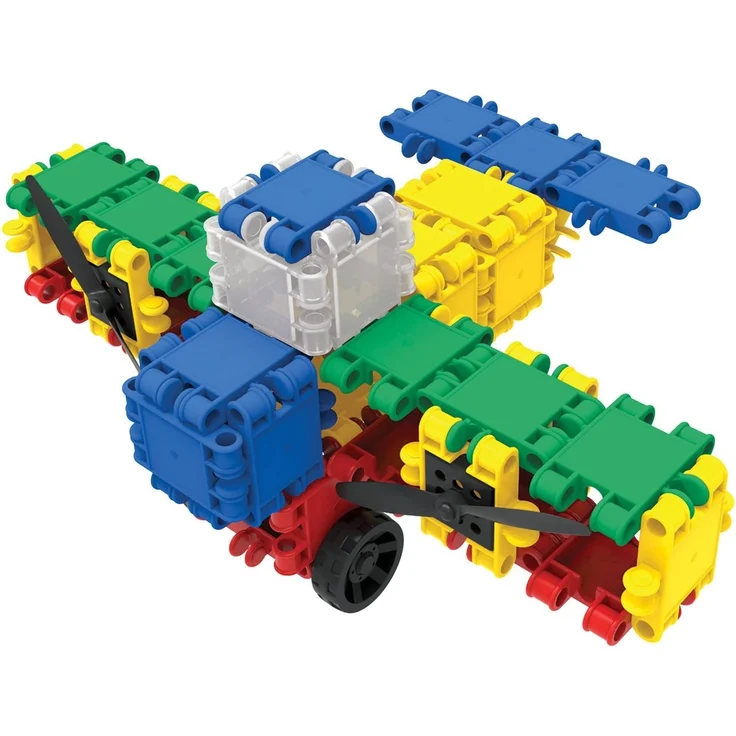 CLICS Konstruktionsspielzeug für Kinder ab 3 Jahre, kreatives Lernspielzeug im 560 Teile Set, Bausteine für Mädchen und Jungen, Montessori STEM-Spielzeug, Box mit Rollen 20 in 1, – Bild 3