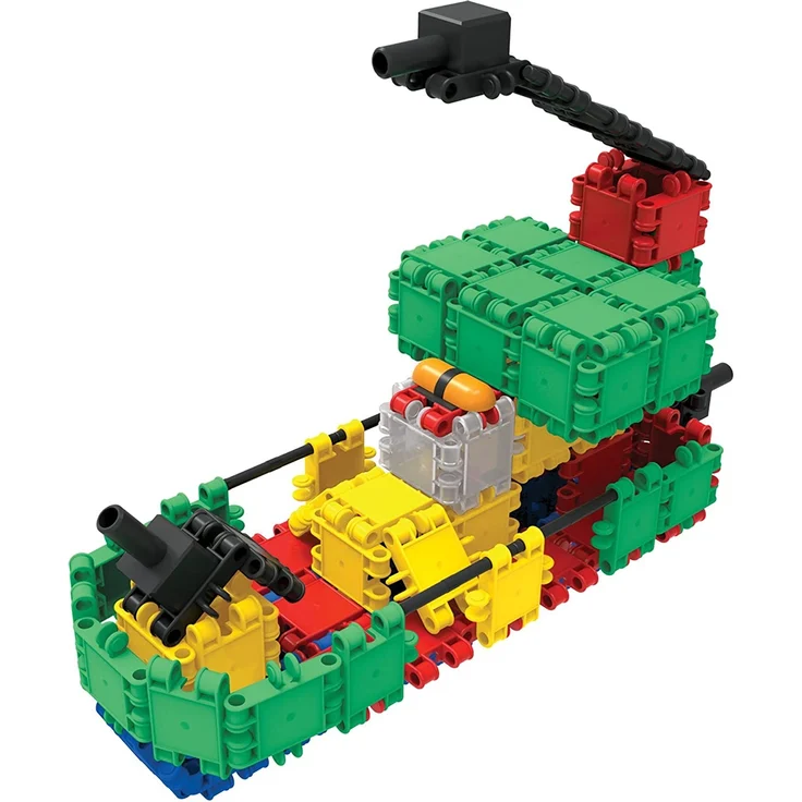 CLICS Konstruktionsspielzeug für Kinder ab 3 Jahre, kreatives Lernspielzeug im 560 Teile Set, Bausteine für Mädchen und Jungen, Montessori STEM-Spielzeug, Box mit Rollen 20 in 1, – Bild 4