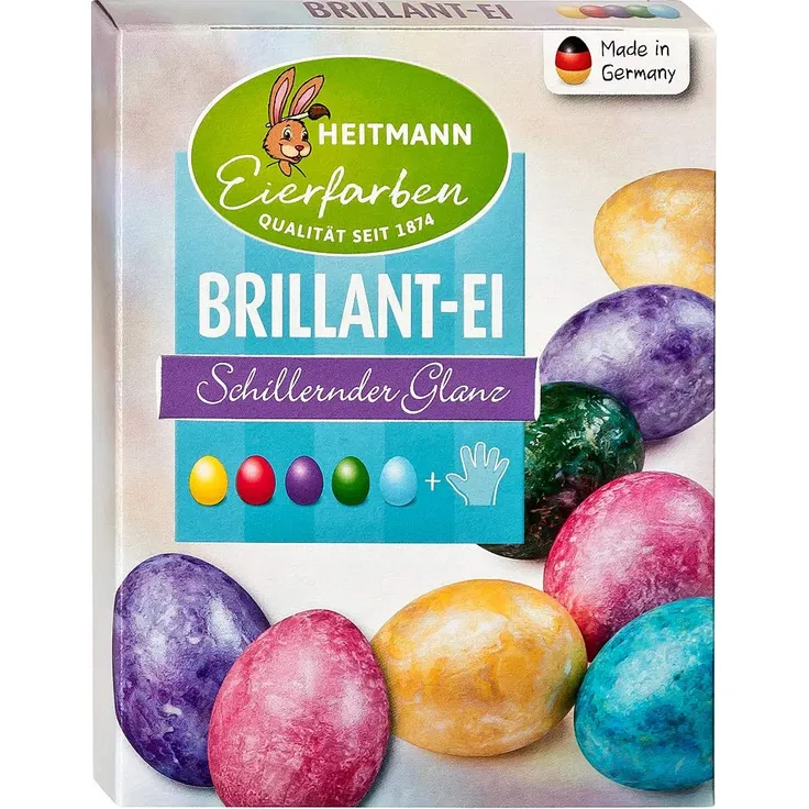 Heitmann Eierfarben Brillant - 5 flüssige Kaltfarben mit Glanz-Effekt - azofrei - Ostern - Ostereier bemalen, Ostereierfarbe