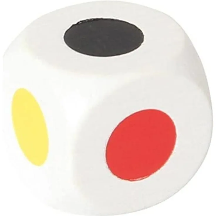 Farbwürfel 25 mm, weiß, mit Farbpunkten in 6 verschiedenen Farben, NEU