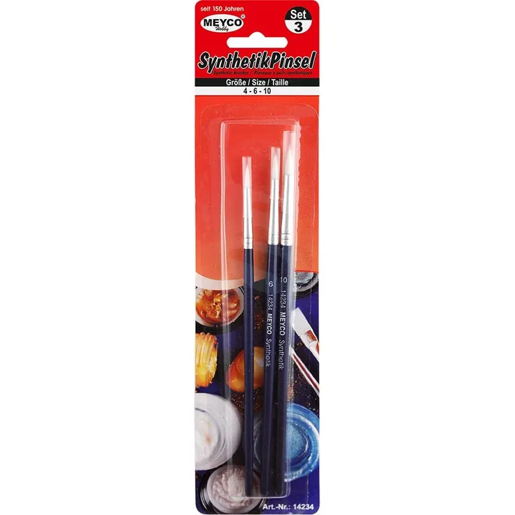 Meyco Synthetikpinsel rund im 3er Set Gr. 4. 6. 10