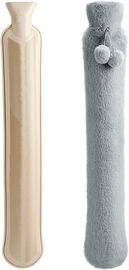 Homealexa Lange Wärmflasche mit weichem Bezug 2 Liter