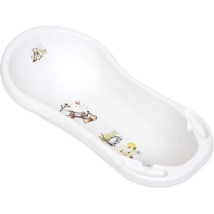 Lorelli Baby Badewanne Bär und Freunde 100 cm, Ablagefächer, Wasserablauf weiß