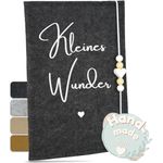 MAHEWA® Premium Mutterpass-Hülle aus Filz-Stoff | Mutterpass-Organizer Mutterpass-Tasche Schutzhülle | Umschlag Etui Mappe Mutterschaftspass | Einband Mutterpass"Kleines Wunder" Anthrazit