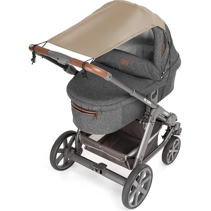 Zamboo Universal Sonnensegel - verstellbarer Kinderwagen Sonnenschutz mit UV Schutz 50 - flexibles Sonnenverdeck für Babywanne - Beige – Bild 2