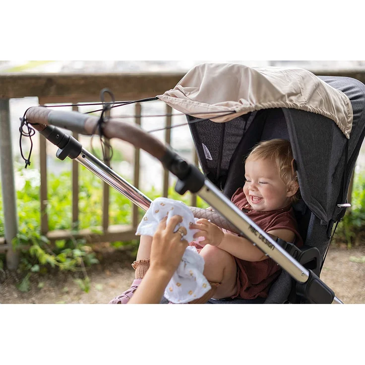 Zamboo Universal Sonnensegel - verstellbarer Kinderwagen Sonnenschutz mit UV Schutz 50 - flexibles Sonnenverdeck für Babywanne - Beige – Bild 4